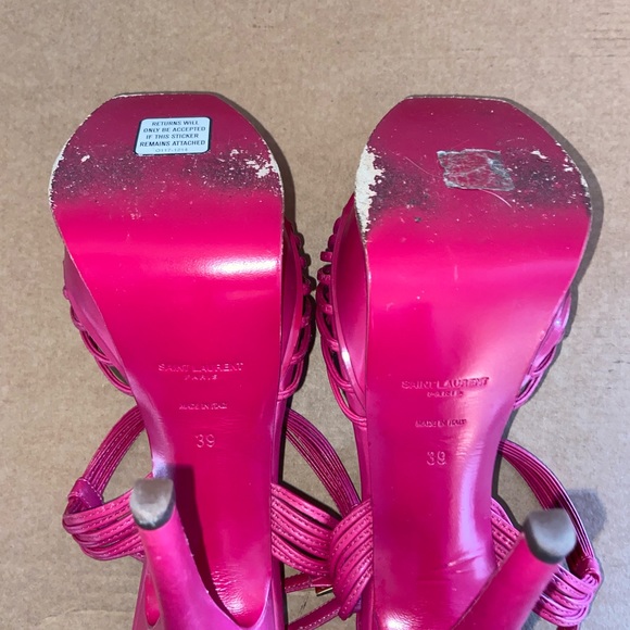 AUTHENTIC YSL Pink Leather Strappy Heeled Sandals, size 9 - Picture 5 of 5